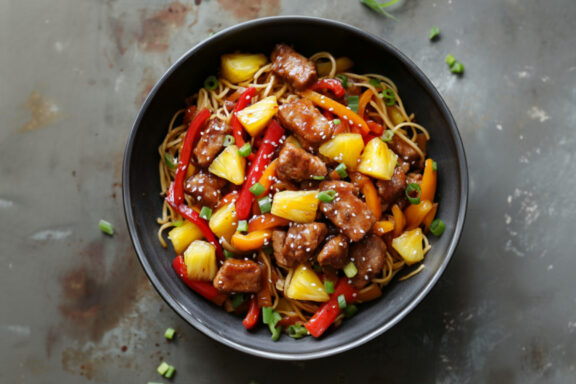 Pineapple-Pork Noodle in a bowl