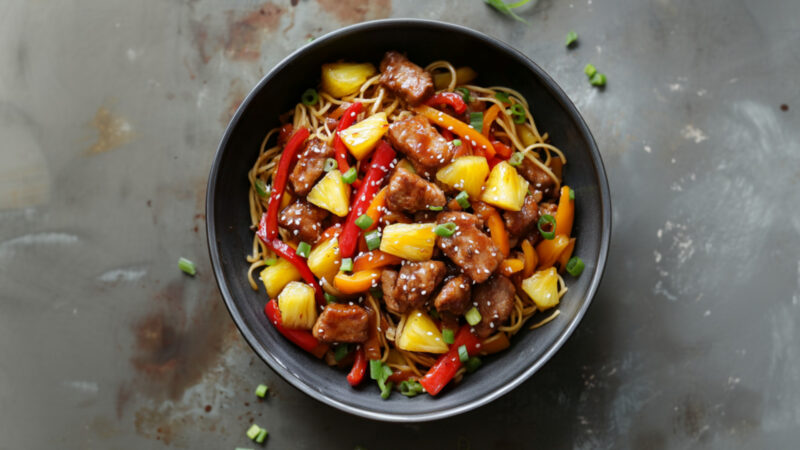 Pineapple-Pork Noodle in a bowl