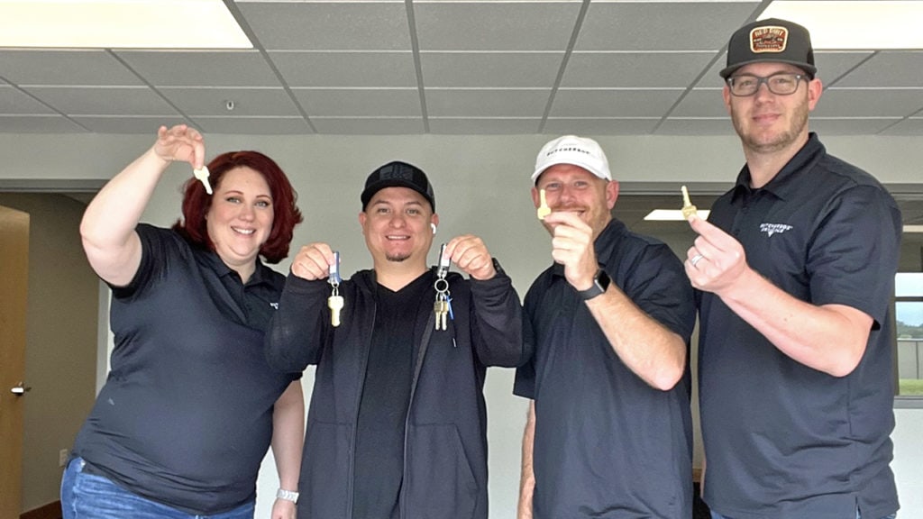 The ButcherBox Dry Ice team with their keys to our new Dry Ice Facility in Muscatine, Iowa