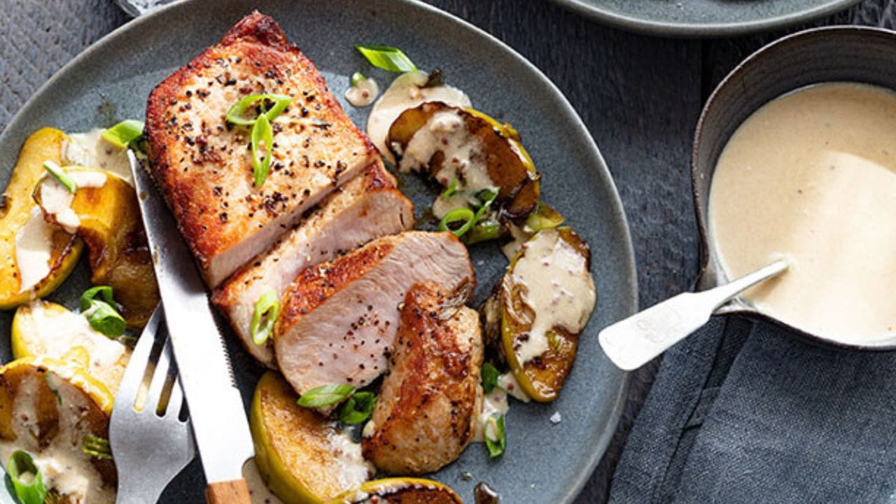 Pork Chops with Apples, Sour Cream and Scallions Just Cook by ButcherBox