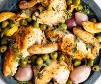 Slow-Roasted Whole Chicken with Olives, Shallots and Lemon