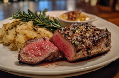 Rosemary-Garlic Tomahawk Steak on a plate