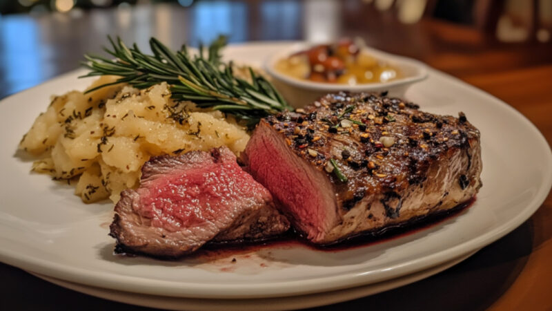 Rosemary-Garlic Tomahawk Steak on a plate