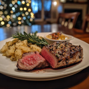 Rosemary-Garlic Tomahawk Steak on a plate