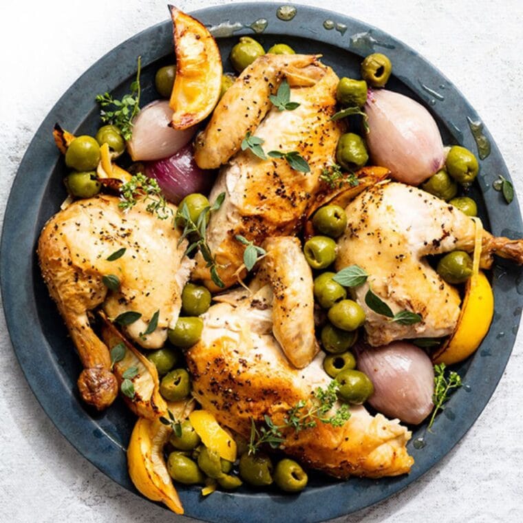 Slow-Roasted Whole Chicken with Olives, Shallots and Lemon - Just Cook ...