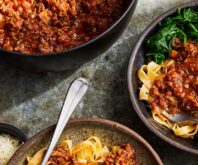 Pasta Bolognese with Spinach and Parmesan