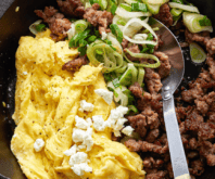 Breakfast Sausage Scramble with Spring Onions