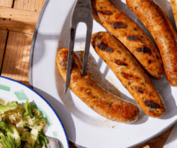 Grilled Italian Chicken Sausages with Herby Spring Sauerkraut