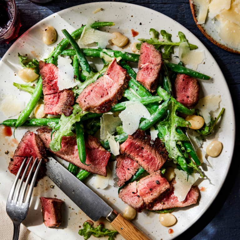 Seared Ranch Steak and Green Bean Salad with Parmesan Just Cook by