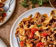 Spicy Pasta with Sausage, Beans and Cherry Tomatoes