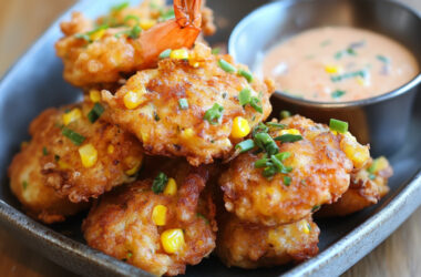 Shrimp and Corn Fritters on a plate