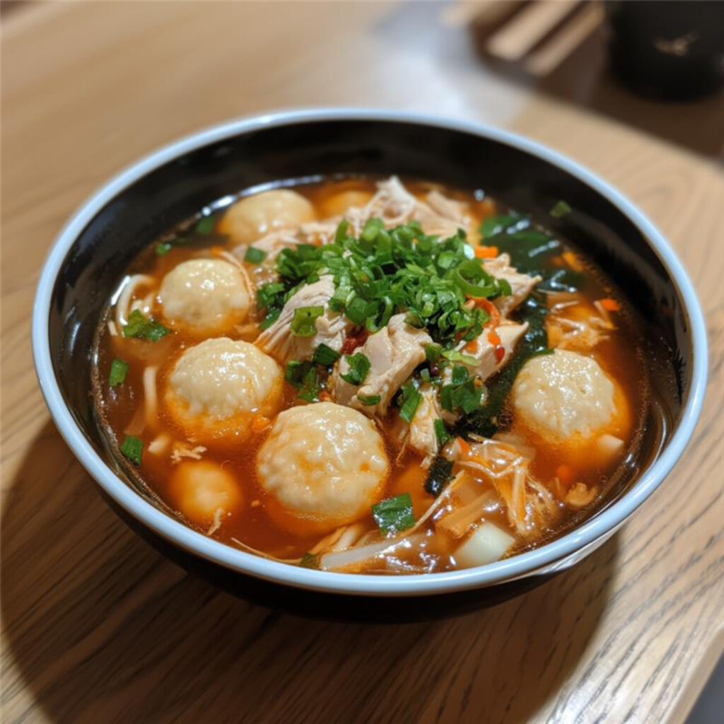 Chicken & Matzo Ball Dumpling Soup in a bowl