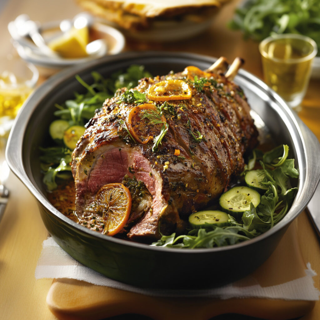 Orange and Fennel-Rubbed Lamb Leg in a bowl