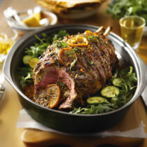 Orange and Fennel-Rubbed Lamb Leg in a bowl