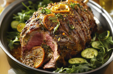 Orange and Fennel-Rubbed Lamb Leg in a bowl