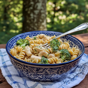 Chicken Broccoli Alfredo Pasta in a bowl