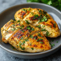 Air Fryer Frozen Chicken Breasts on a plate