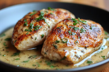 Seared Chicken Breasts with Pan Sauce in a bowl