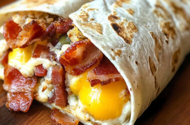 Burrito stuffed with bacon and egg