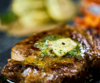 Grilled NY Strip Steak with Herbed Compound Butter