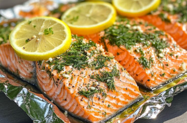 Grilled Lemon Herb Sockeye Salmon on a Foil