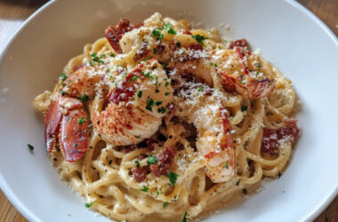 Lobster pasta in a bowl