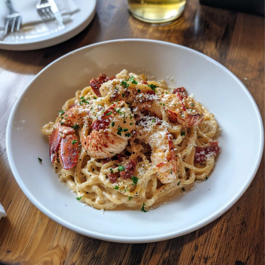 Lobster pasta in a bowl