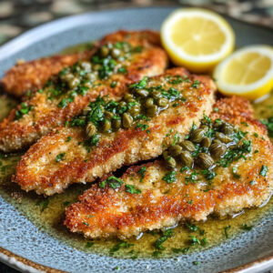 pork schnitzel with lemon on a plate