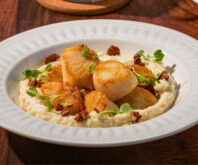 Chef Jason’s Seared Scallops with Pecans and Grits