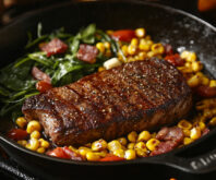 NY Strip Steak with Sweet Corn Succotash