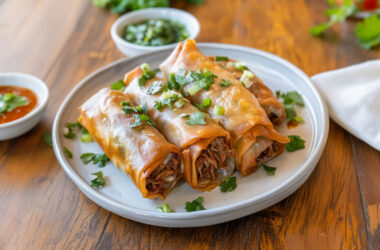 Barbacoa Eggrolls on a plate