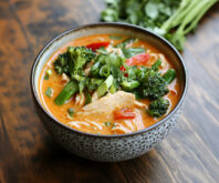 Creamy Red Thai Curry Soup with Chicken & Rice Noodles