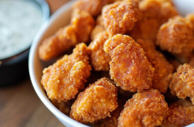 Nashville Hot Chicken Nuggets in a bowl with mayo at the side