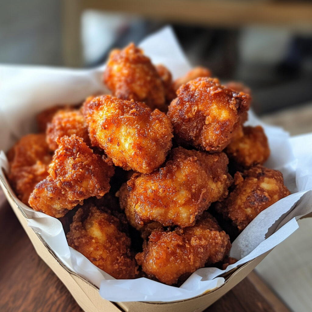 Nashville Hot Chicken Nuggets in a paper bowl