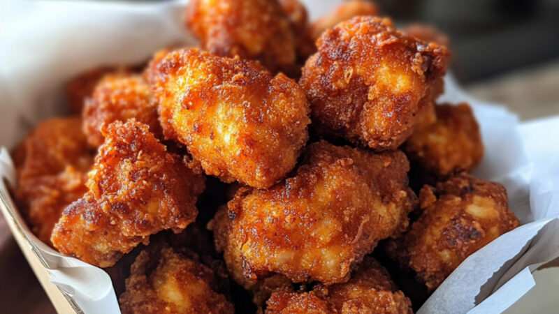Nashville Hot Chicken Nuggets in a paper bowl