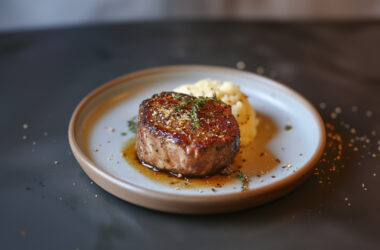 Simple Reverse-Seared Filet Mignon on a plate