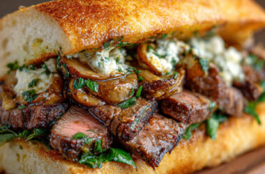 Garlic Bread Ribeye Steak Sandwich