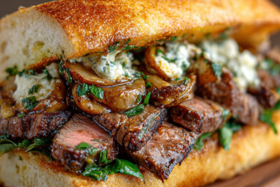 Garlic Bread Ribeye Steak Sandwich