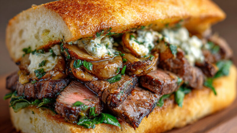 Garlic Bread Ribeye Steak Sandwich