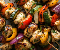 Oven-Baked Chicken Kebabs with Summer Vegetables