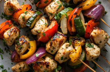 Oven-Baked Chicken Kebabs with Summer Vegetables