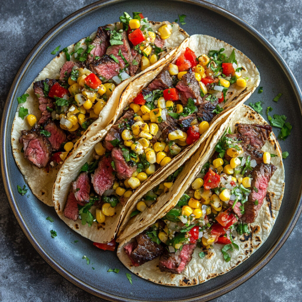 Steak Tip Tacos with Roasted Corn Pico
