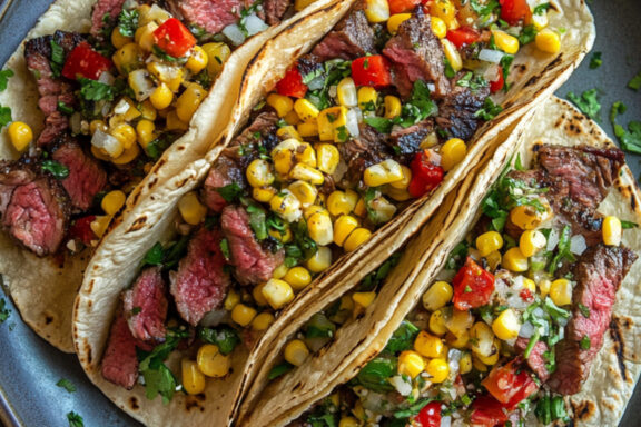 Steak Tip Tacos with Roasted Corn Pico