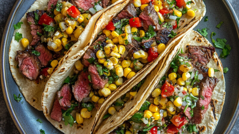 Steak Tip Tacos with Roasted Corn Pico