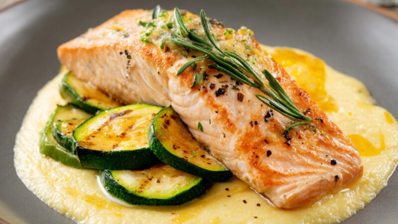 Salmon in Papillote on a plate