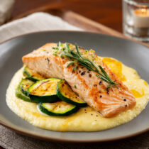 Salmon in Papillote on a plate