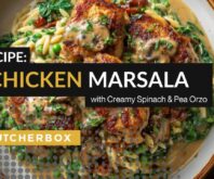 Chicken Marsala with Creamy Spinach & Pea Orzo