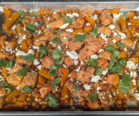 Sheet-Pan Chicken, Butternut Squash, and Chickpeas with Harissa